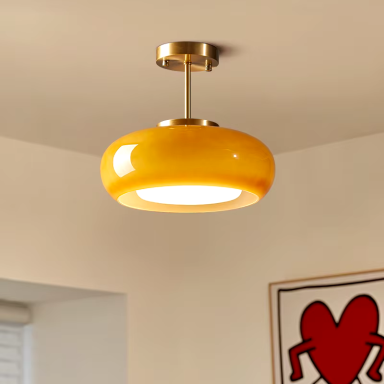 Linenra - Amber Glass Pendant Light Fixture For Dining Room