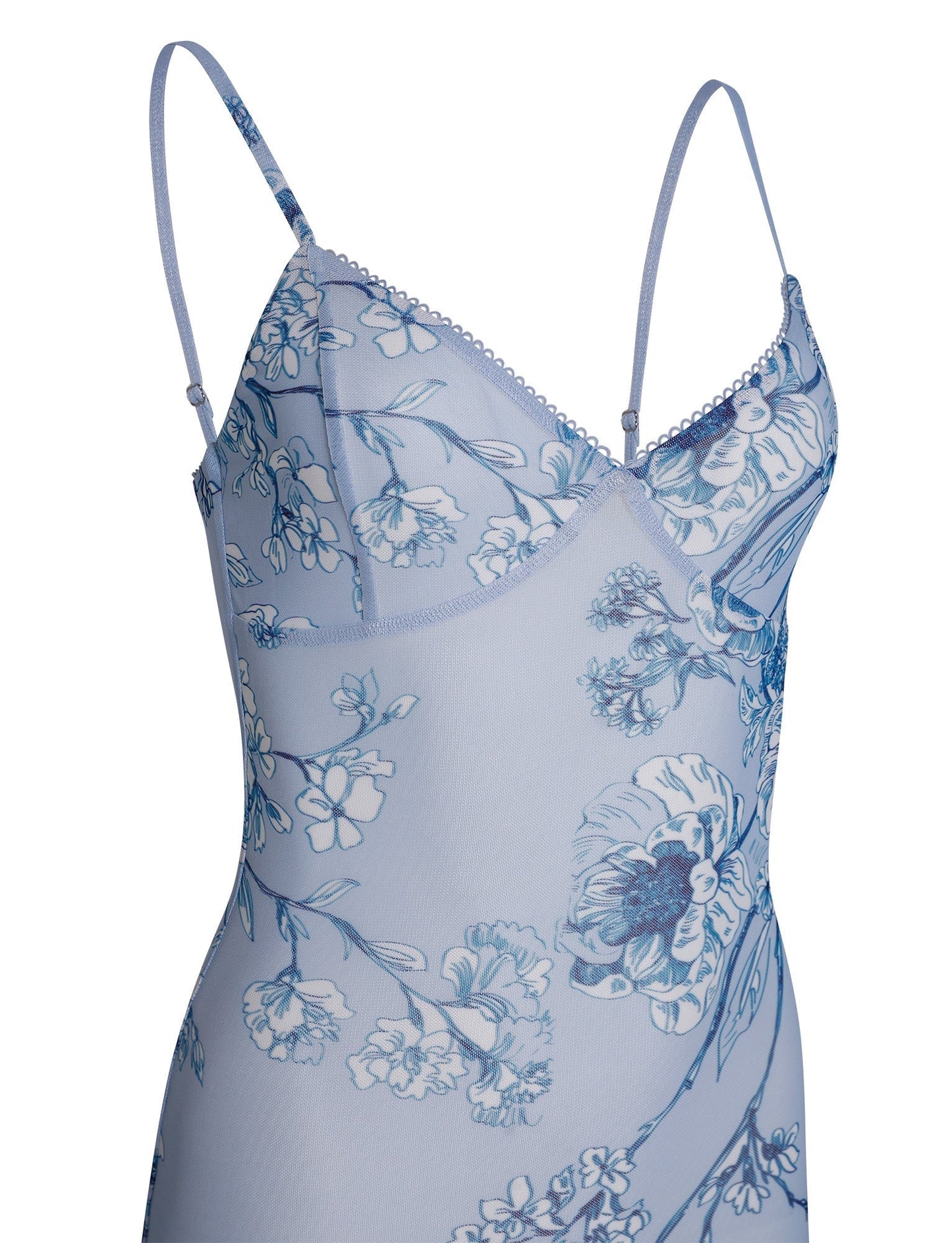 Leyla - Floral Blue Maxi Dress With Delicate Lace For Women