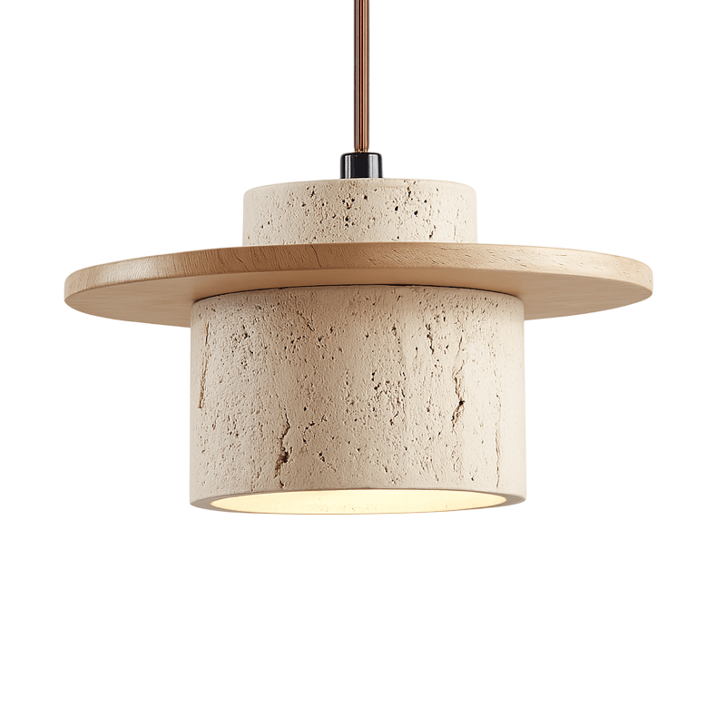Stonora - Natural Travertine Pendant Light With LED Dimmable Ring