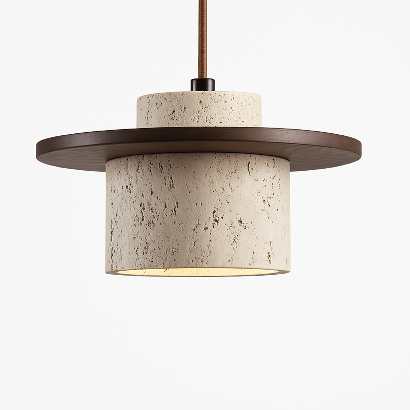 Stonora - Natural Travertine Pendant Light With LED Dimmable Ring