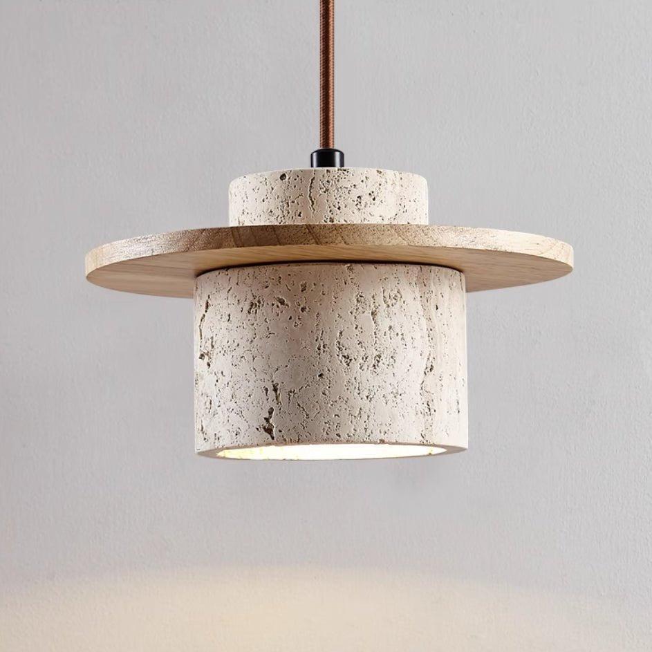 Stonora - Natural Travertine Pendant Light With LED Dimmable Ring