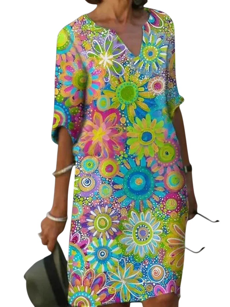 Philipa - Charming Floral Dress with V-neck Design for Women