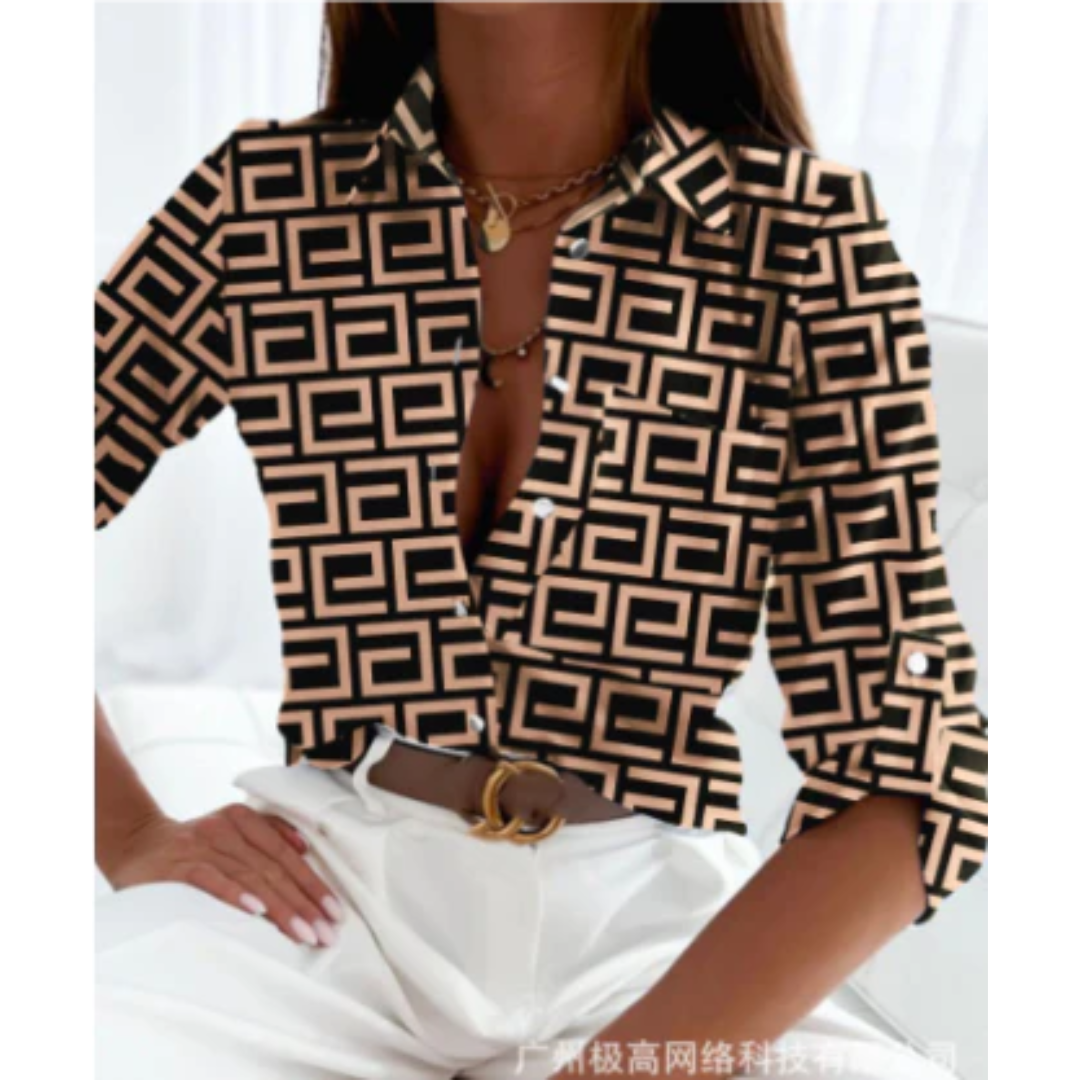 Libby - Enchanting Women's Blouse with Celestial Blue Design