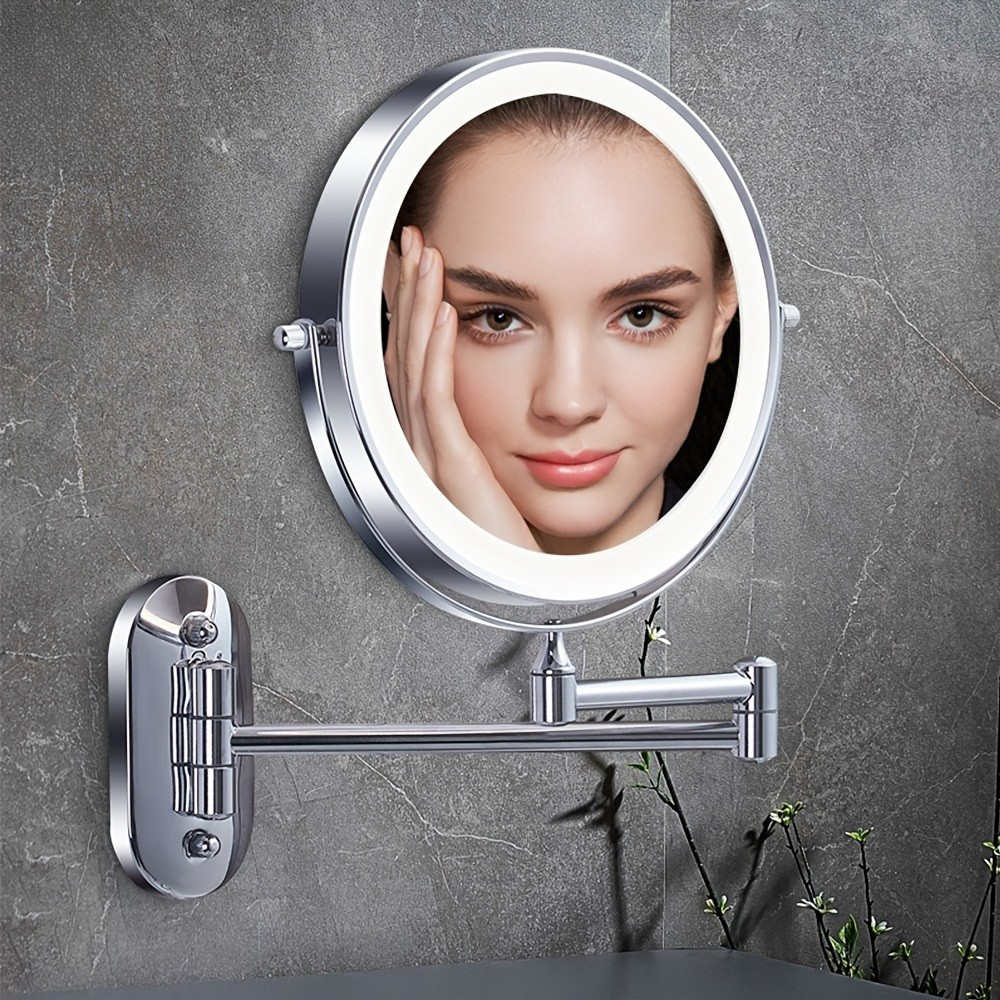 Frescovia - Double Sided Wall Mounted Makeup Mirror With Led Lighting