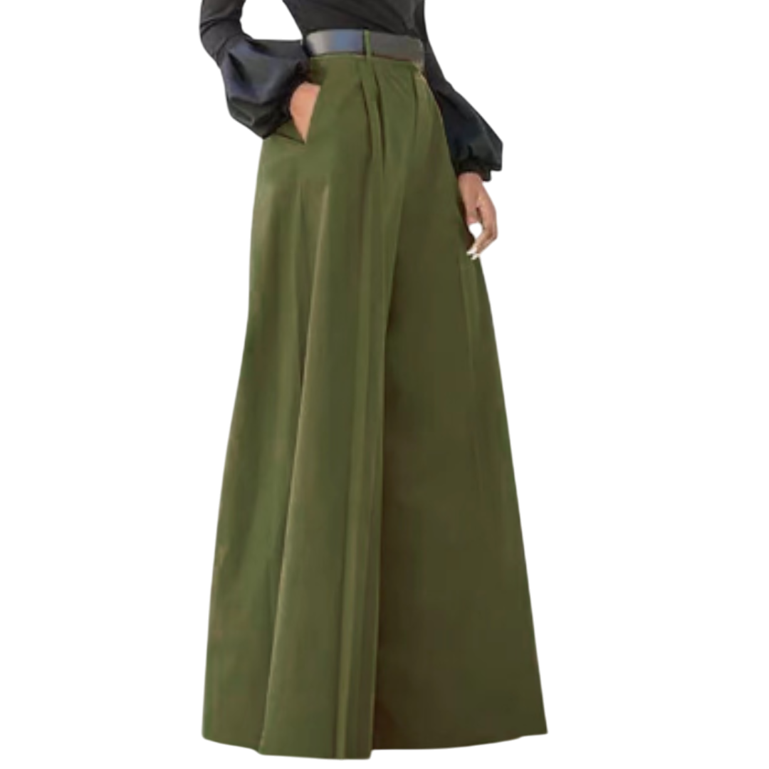Malachia - Elegant Solid Color Wide Leg Women's Pants for Stylish Comfort