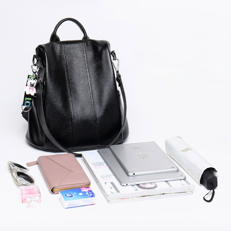 Harlow - Stylish Anti-theft Leather Backpack for Safe Travel