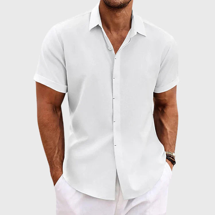 Bill - Minimalist Short Sleeve Cotton and Linen Shirt for Men
