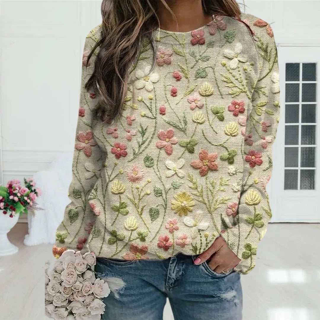 Mellie - Women's Spring Floral Knit Elegant Slim Sweater