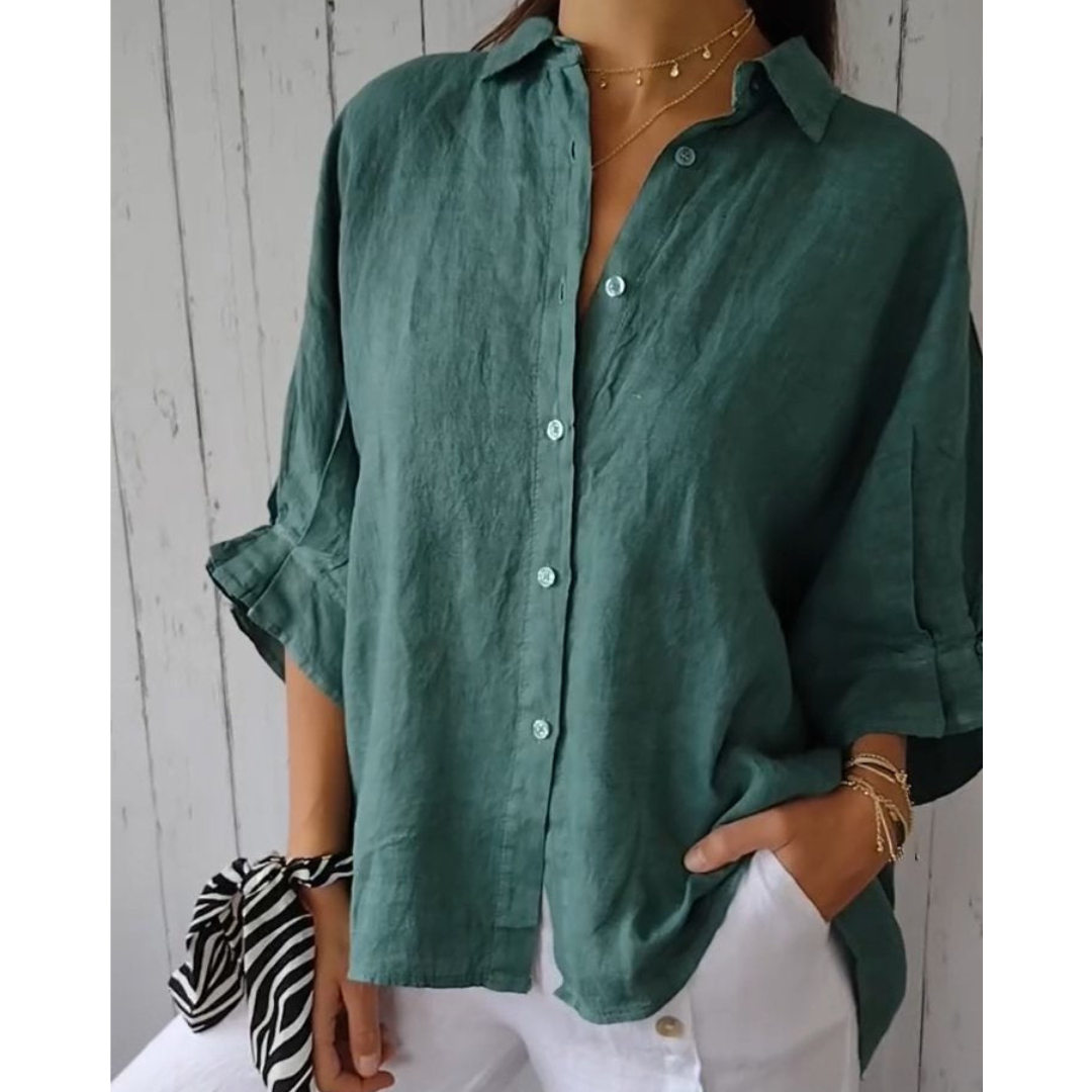 Chrissy - Comfortable Women's Blouse in Premium Cotton and Linen Blend