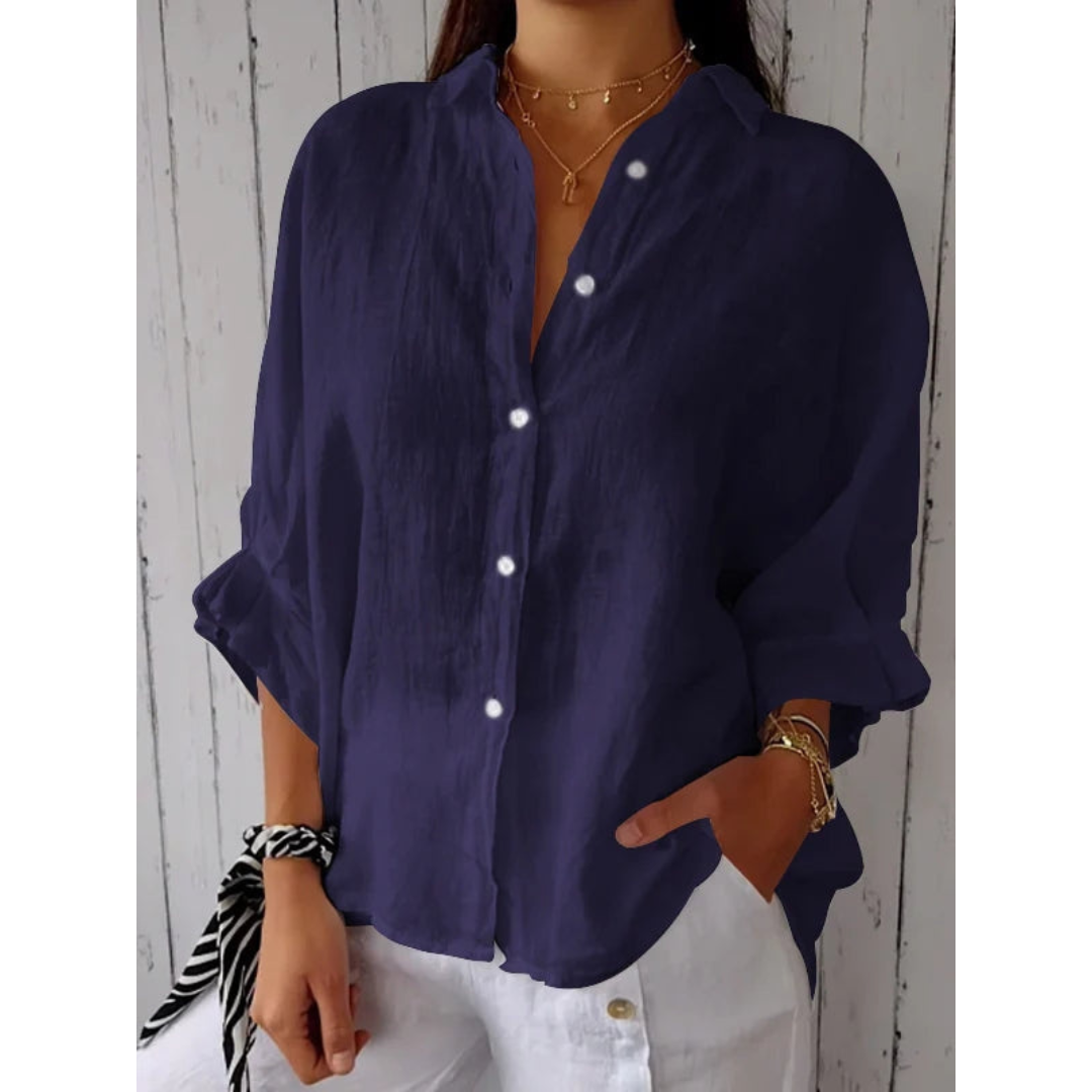 Chrissy - Comfortable Women's Blouse in Premium Cotton and Linen Blend