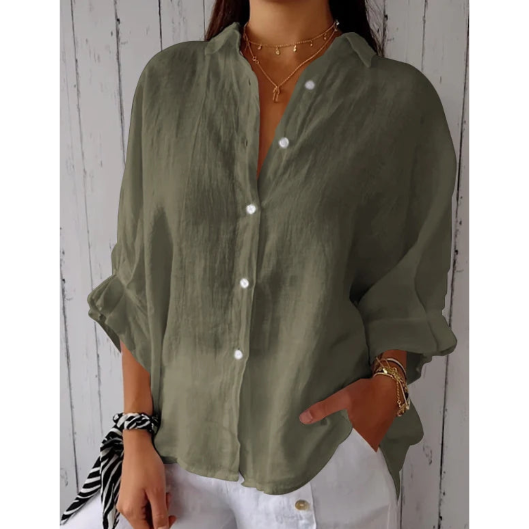 Chrissy - Comfortable Women's Blouse in Premium Cotton and Linen Blend