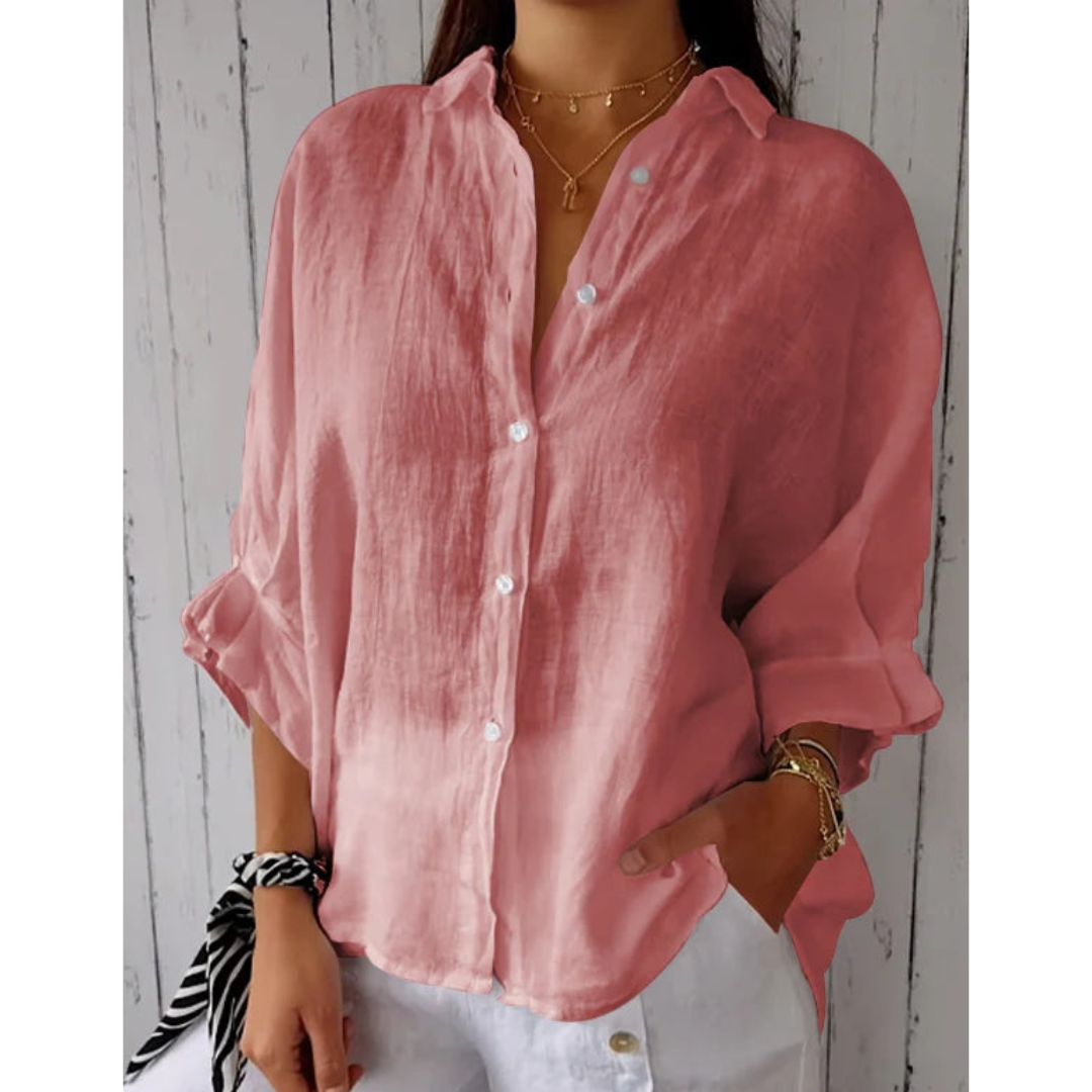 Chrissy - Comfortable Women's Blouse in Premium Cotton and Linen Blend