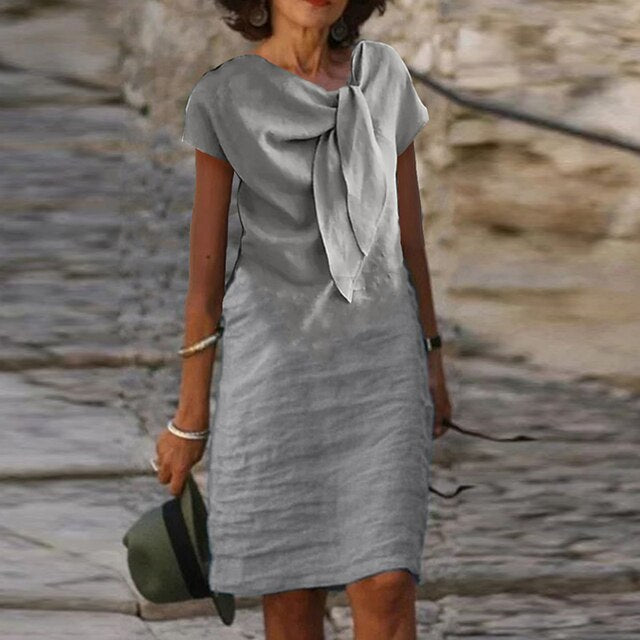Lisandra - Elegant Chic Dress with Bow Tie Detail and Comfortable Fit