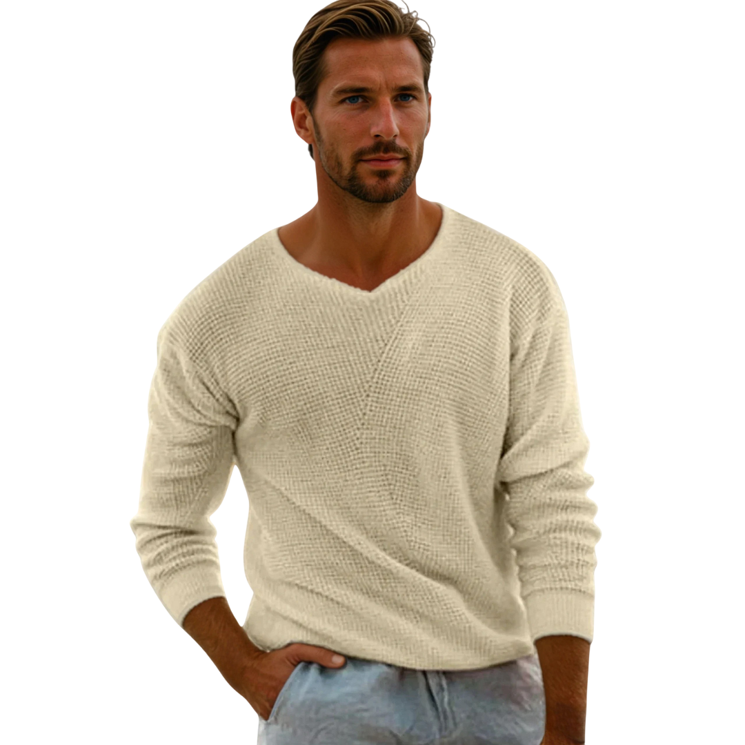 Norman - Classic Men's Waffle Knit Sweater for Timeless Comfort