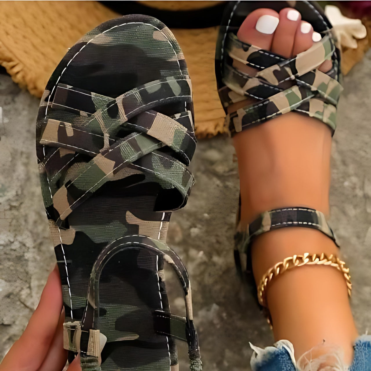 Jovita - Comfortable Flat Women's Sandals with Hook-and-Loop Closure
