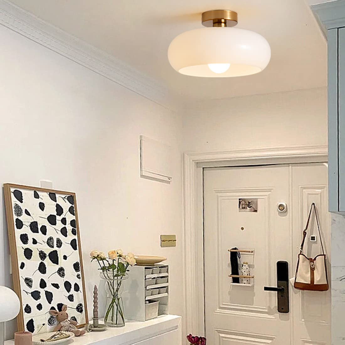 Ambrelle – Round Ceiling Light with Amber Glass Shade
