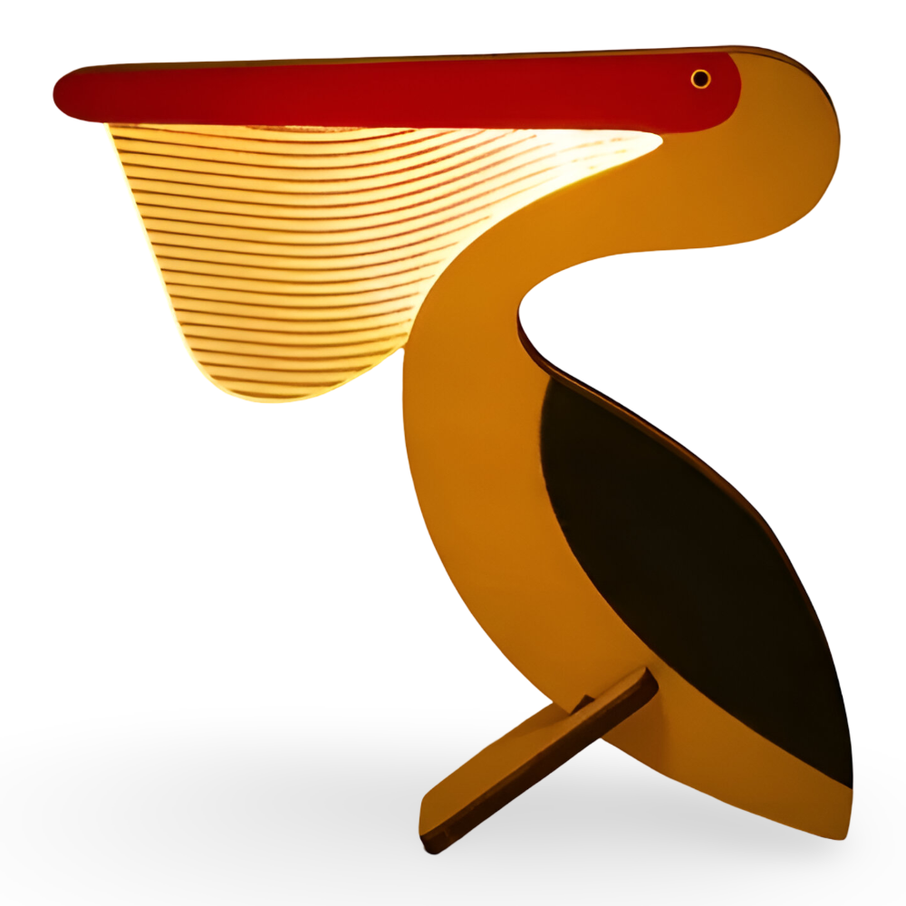 Evynor - Wildlife Table Lamp Pelican Night Light Wood Acrylic LED