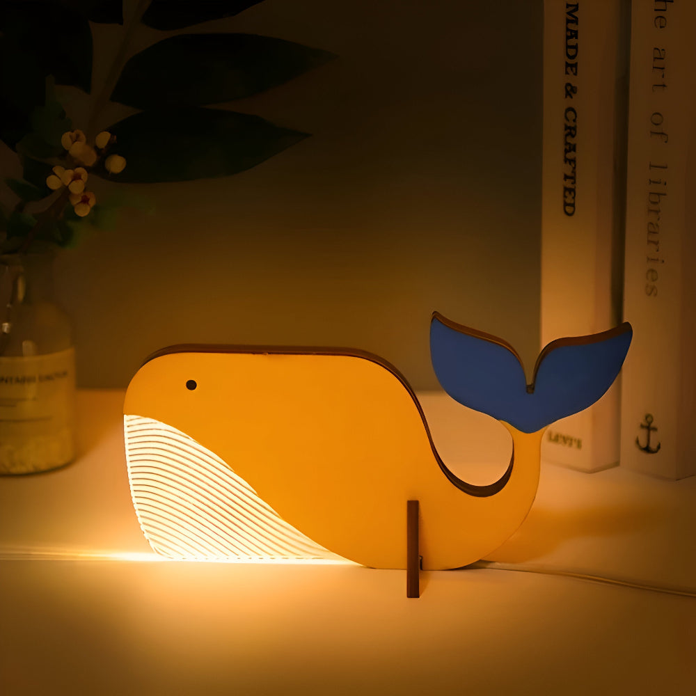Evynor - Wildlife Table Lamp Pelican Night Light Wood Acrylic LED