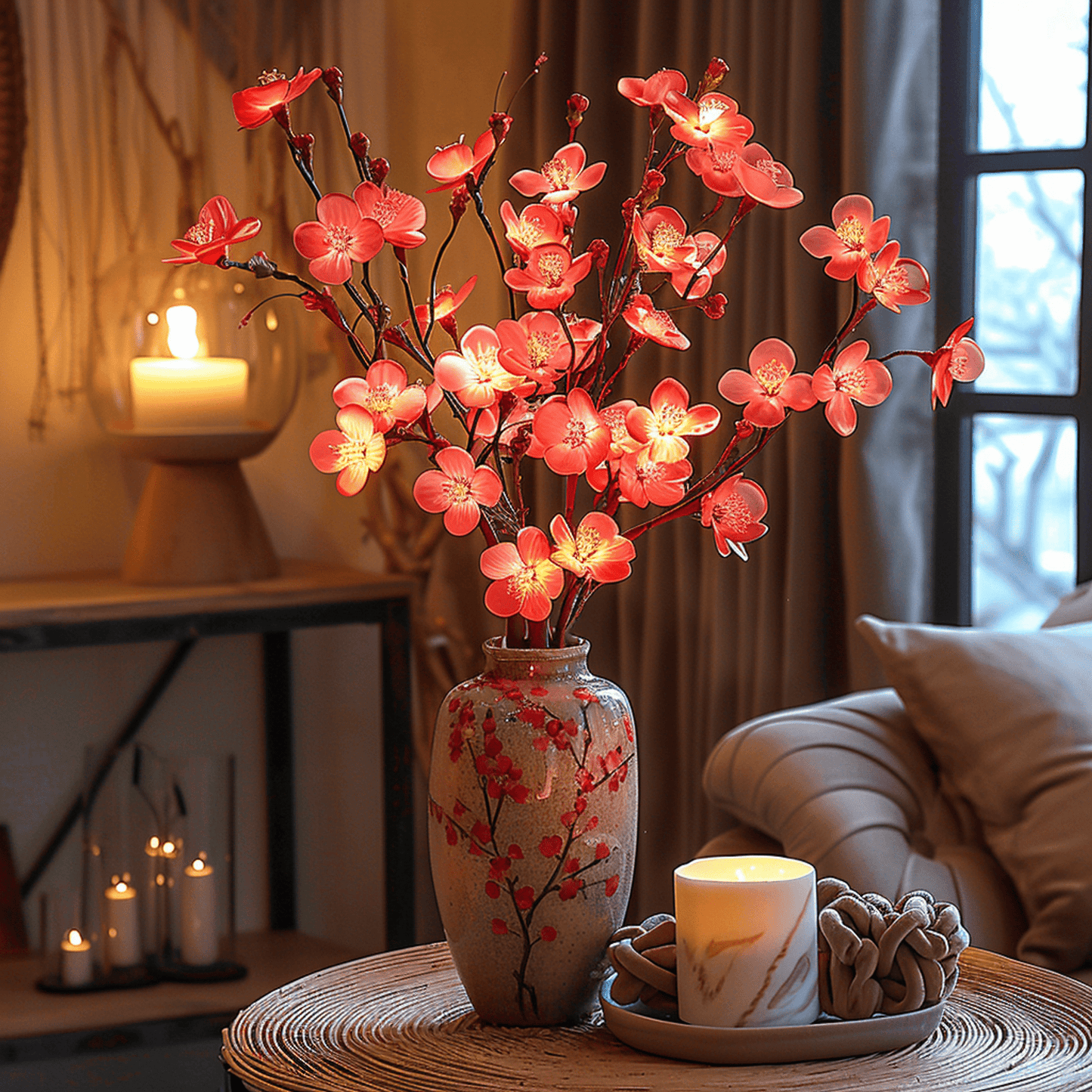 Vioren - Fairy Light Olive Twig Branch for Home Decor With Twinkling