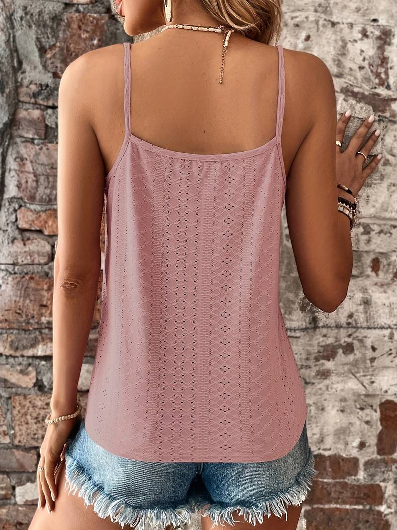 Garnetta - Playful and Elegant Lace Top with V-neck and Spaghetti Straps