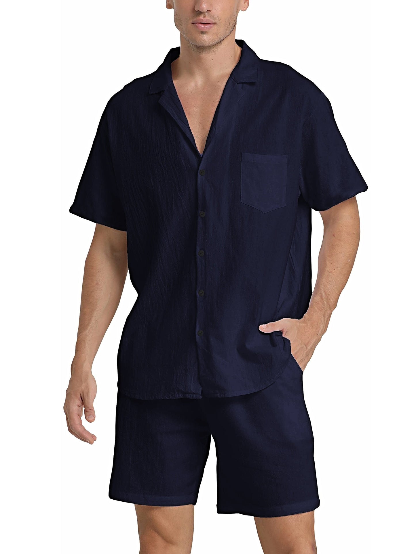 Barry - Luxurious Men's Linen Shirt and Beach Shorts Set