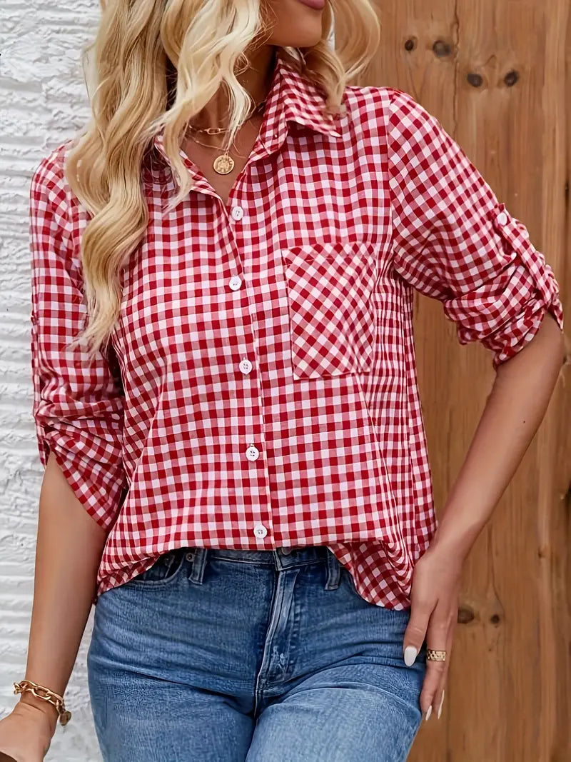 Dorcas- Stylish Women's Casual Shirt with Gingham Pattern