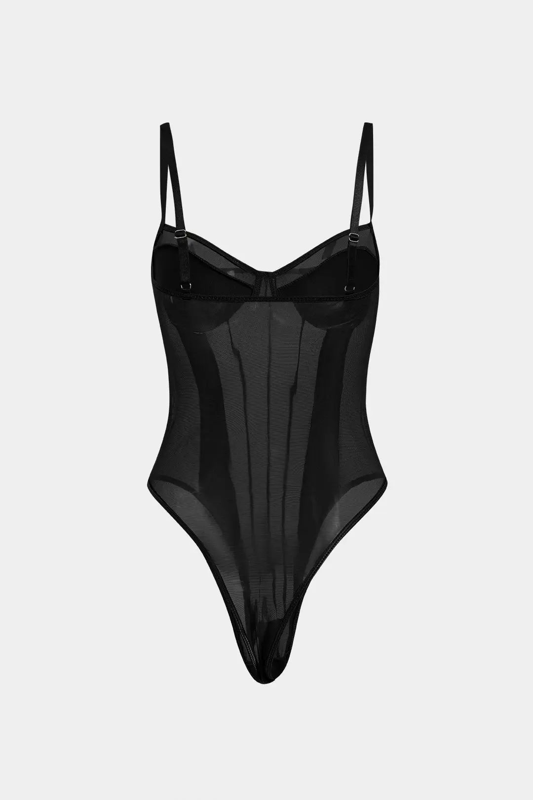 Fay - Sexy Backless Mesh Women's Sheer Corset Bodysuit for Stunning Allure