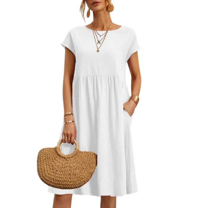 Amice - Timeless Women's Cotton Dress with Round Neckline