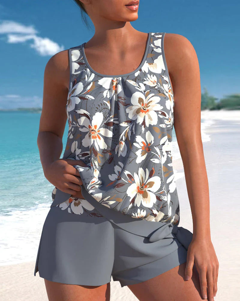 Dinora - Trendy Floral Tankini with Sleeveless Design for Comfortable Swimwear