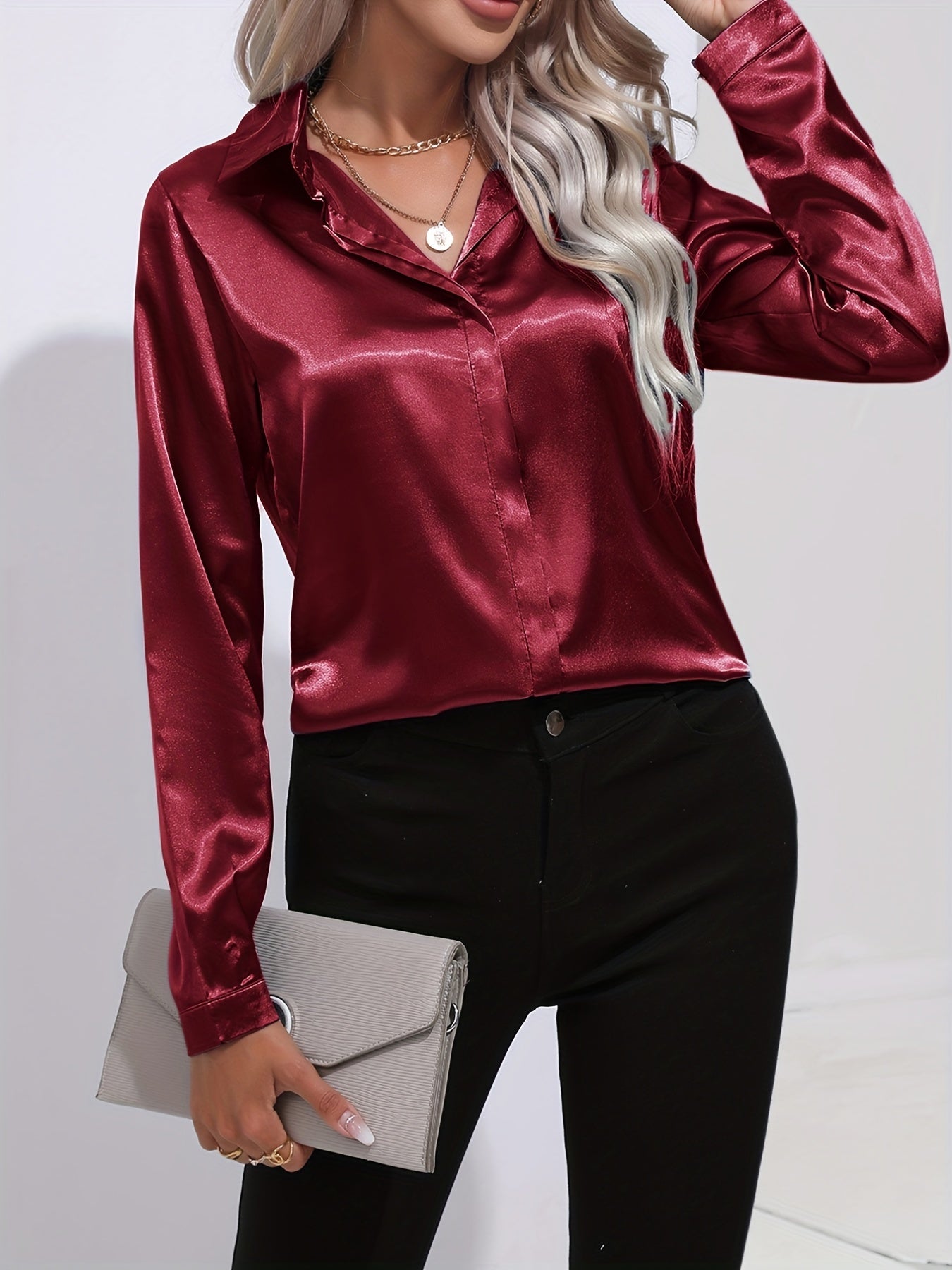 Dora - Elegant Women's Blouse in Luxurious Satin Finish