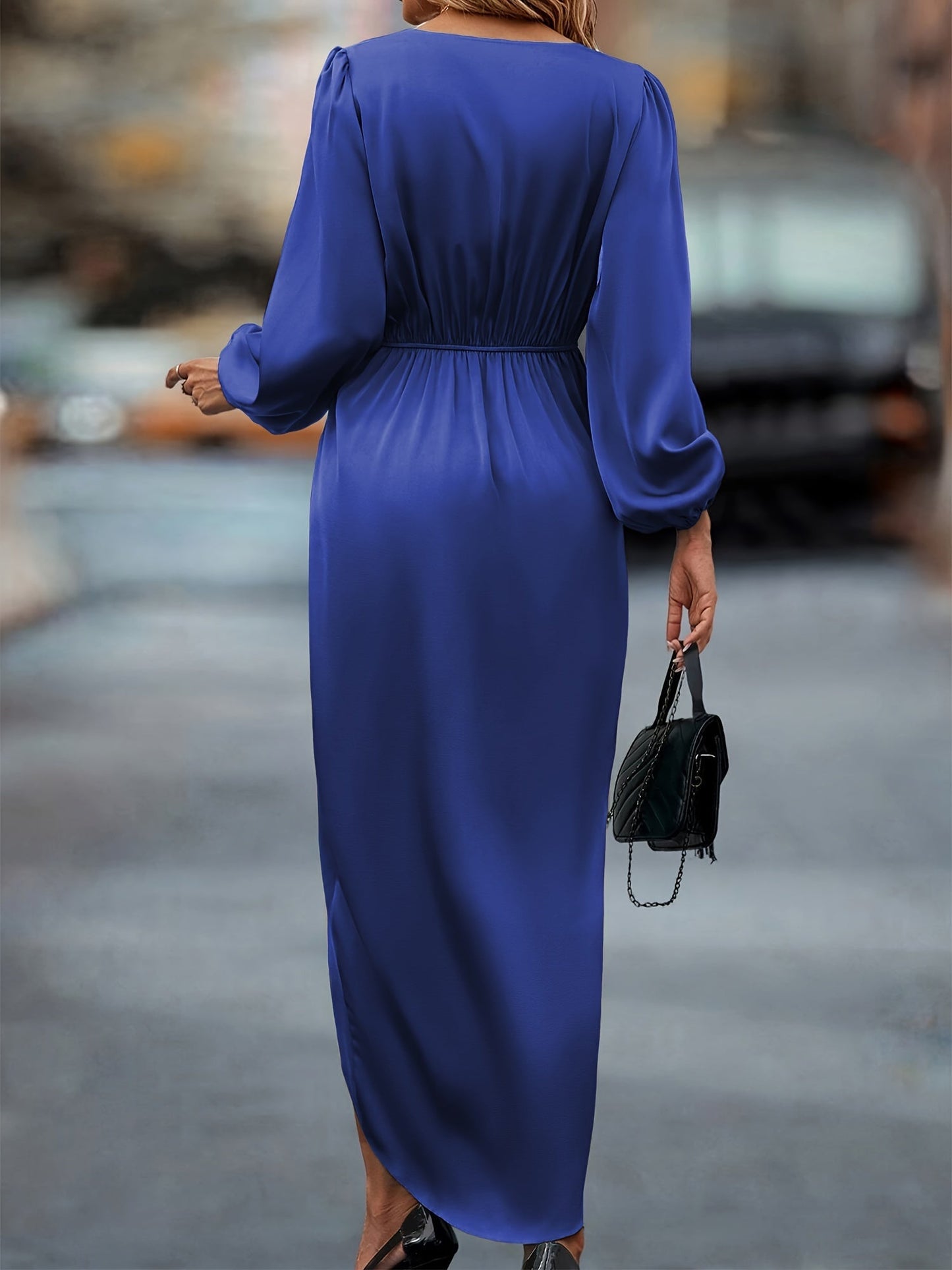 Magdalena - Elegant Women's Wrap Midi Dress With Ruched Waist