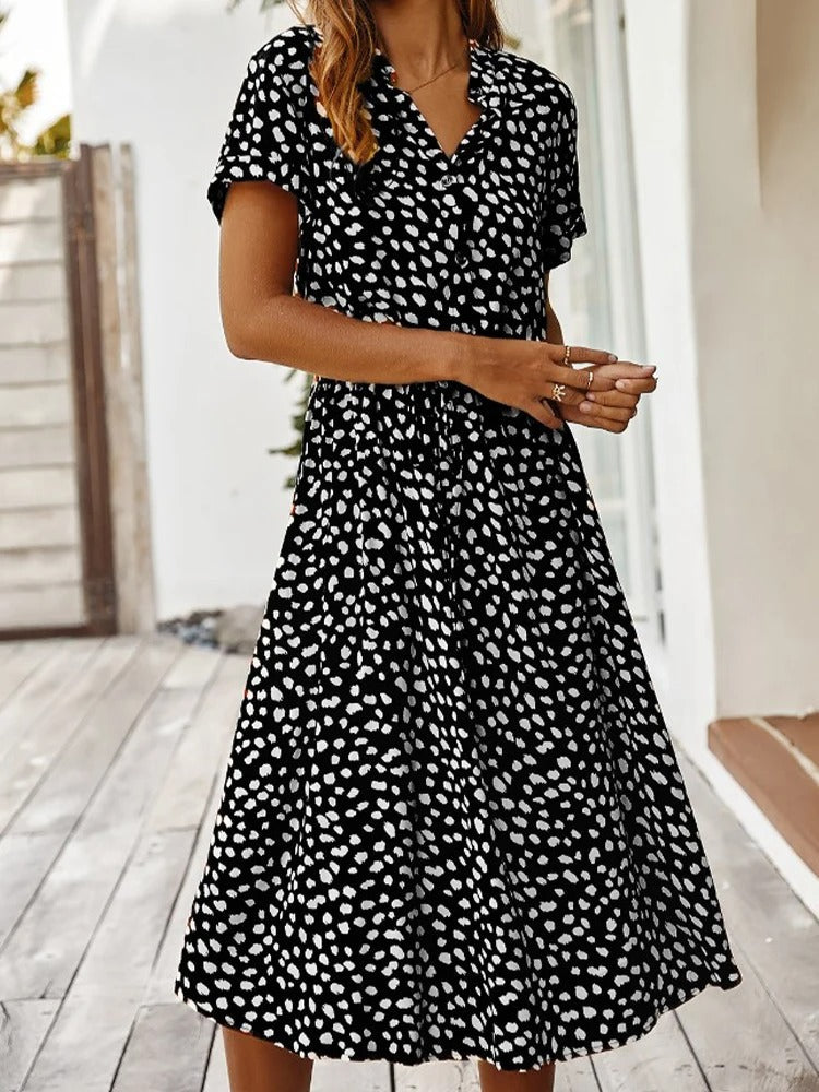 Milana - Stylish Midi Summer Dress with Breathable Print