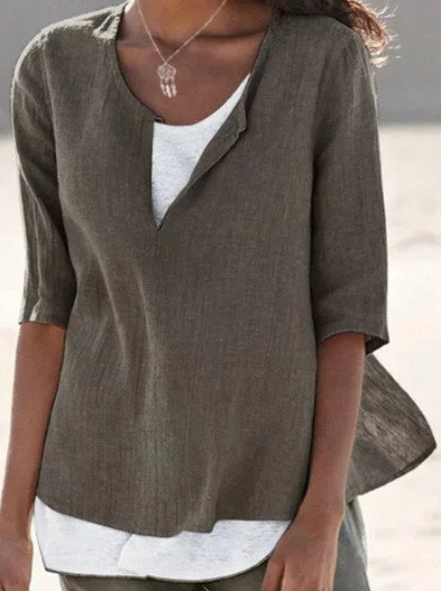 Blyss - Women's Stylish Semi-Dual 3/4 Blouse in Lightweight Fabric