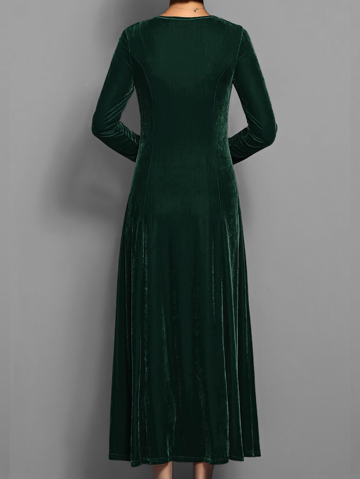 Finley - Casual Solid Midi Dress with Long Sleeves for Autumn Events