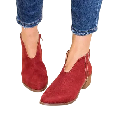 Autumn - Stylish Ankle Boots with Elegant V-neck Design
