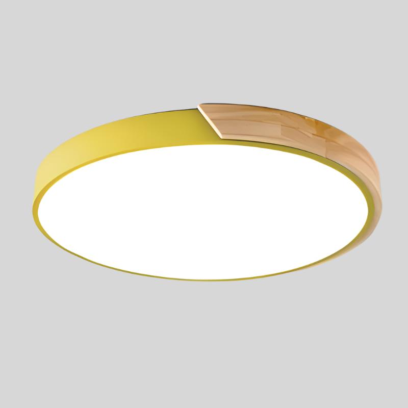 NestGLow - Modern Nordic Wooden Circular Ceiling Light for Elegant Interiors
