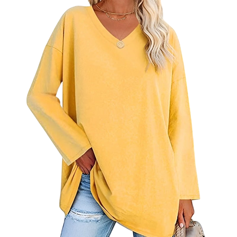 Estelle - Fashionable Long Sleeve V Neck Oversized Pullover