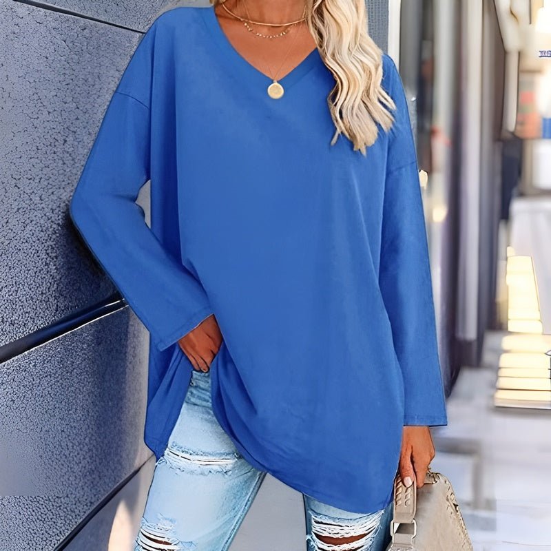 Estelle - Fashionable Long Sleeve V Neck Oversized Pullover