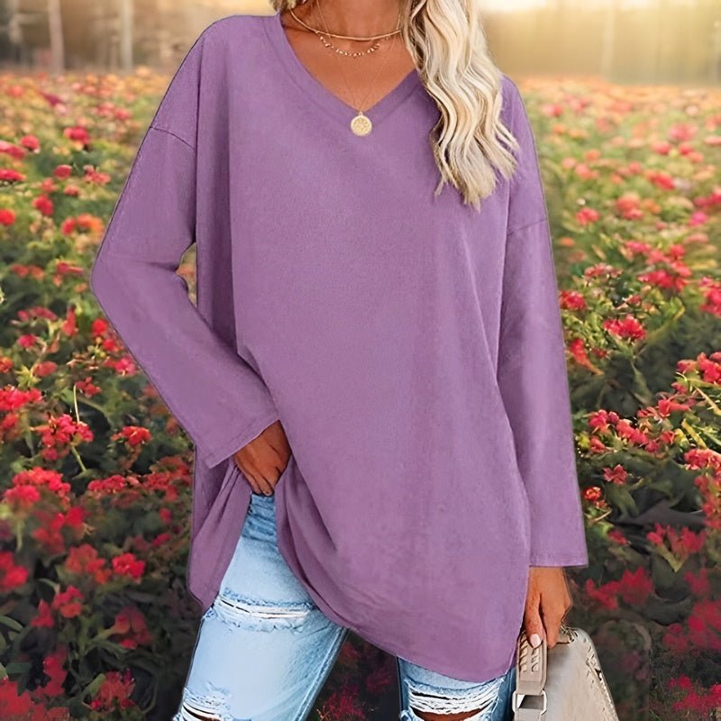 Estelle - Fashionable Long Sleeve V Neck Oversized Pullover