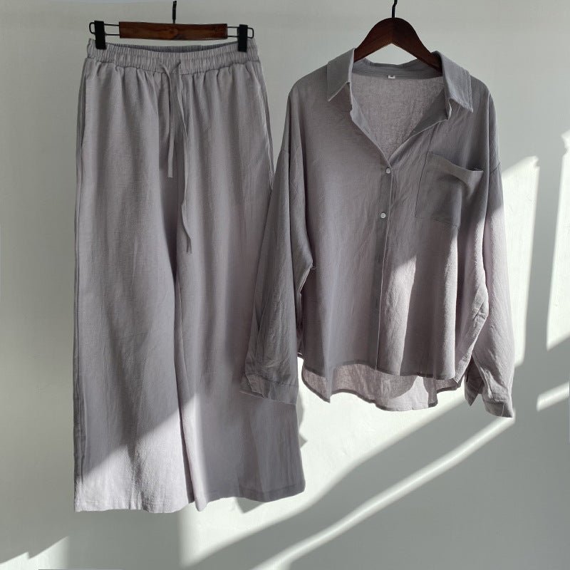 Malaysia - Linen Shirt And Cotton High Waist Pants Ensemble
