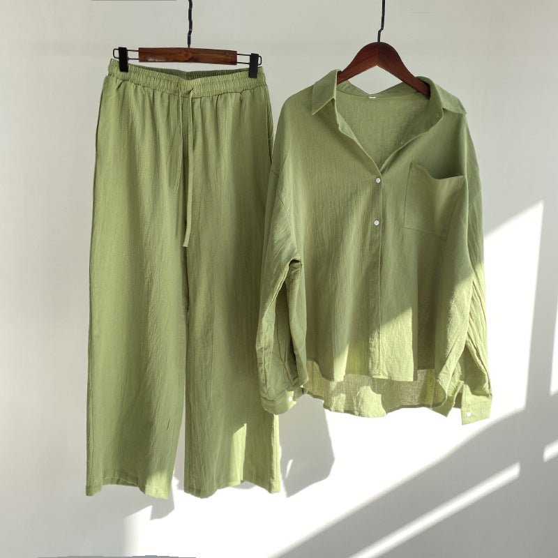Malaysia - Linen Shirt And Cotton High Waist Pants Ensemble
