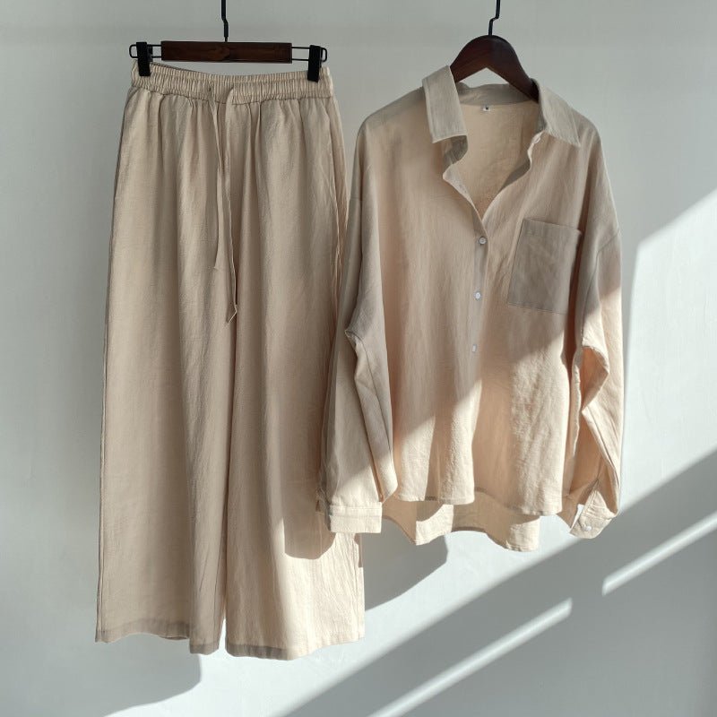 Malaysia - Linen Shirt And Cotton High Waist Pants Ensemble