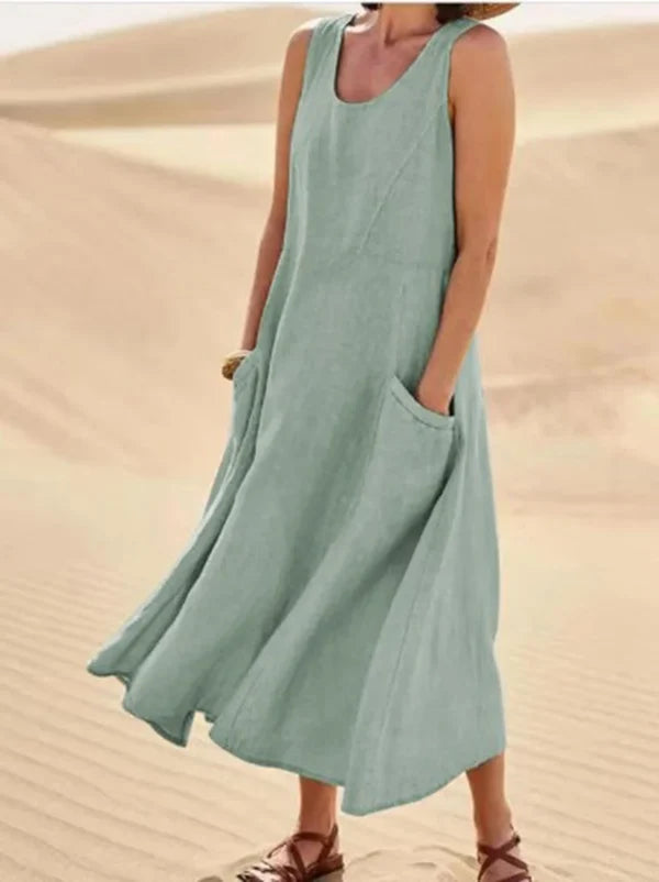 Summer - Relaxed Fit Linen Dress Perfect for Summer Days