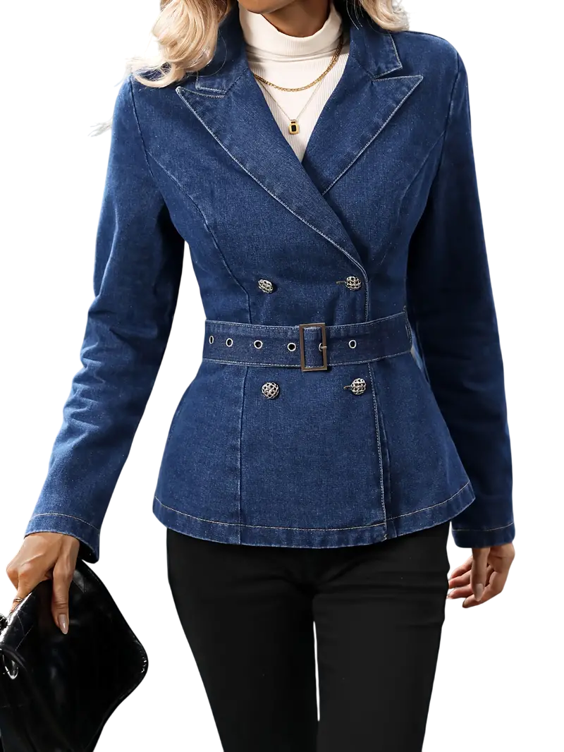 Violetta - Elegant Women's Denim Blazer with Tailored Fit and Belt