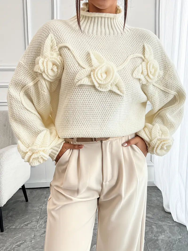 Wilma - Elegant Floral Turtleneck Sweater for Women
