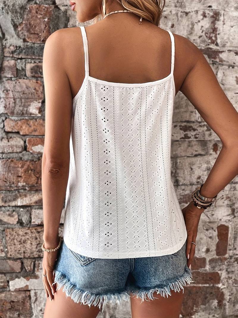 Garnetta - Playful and Elegant Lace Top with V-neck and Spaghetti Straps