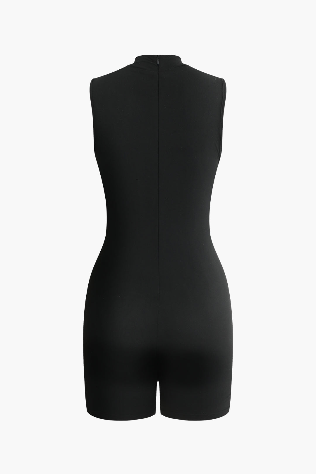 Odette - Stylish Basic Solid Mock Neck Unitard Sleeveless Romper