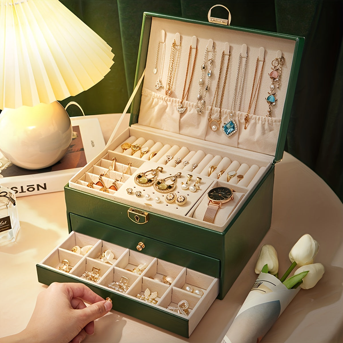 Veralux - Luxe Jewelry Organizer Box for Rings Necklaces and More