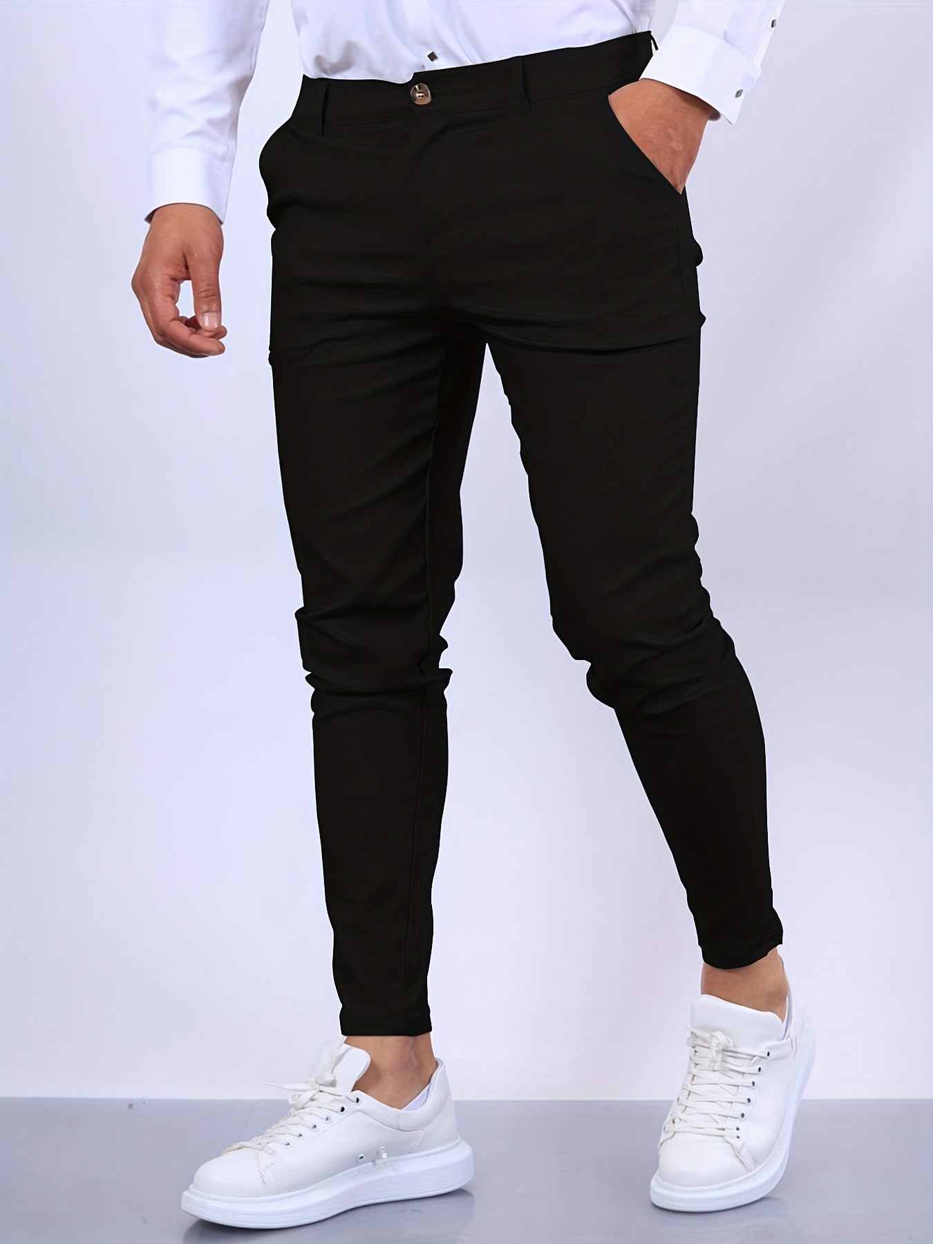 Hugh - Slim Fit Business Trousers For Men In Stretch