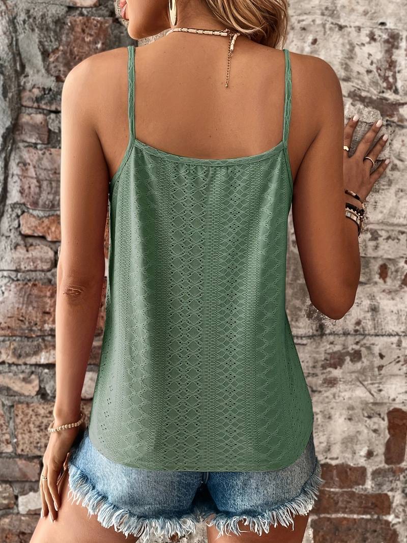 Garnetta - Playful and Elegant Lace Top with V-neck and Spaghetti Straps
